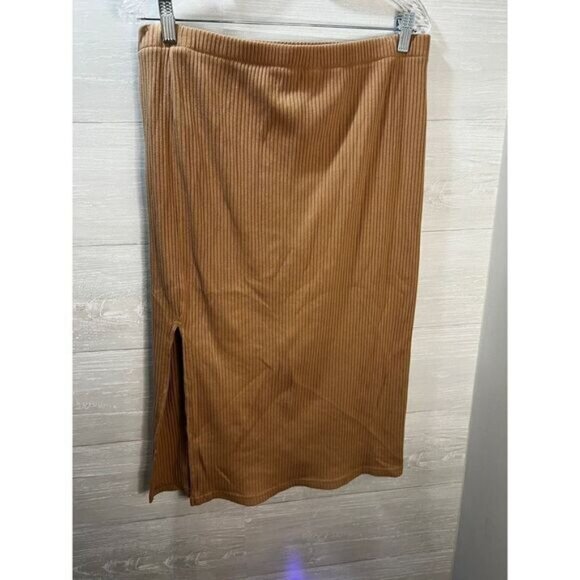 Women's Pull-On Ribbed Midi Skirt Large by Time & Tru - Picture 3 of 5